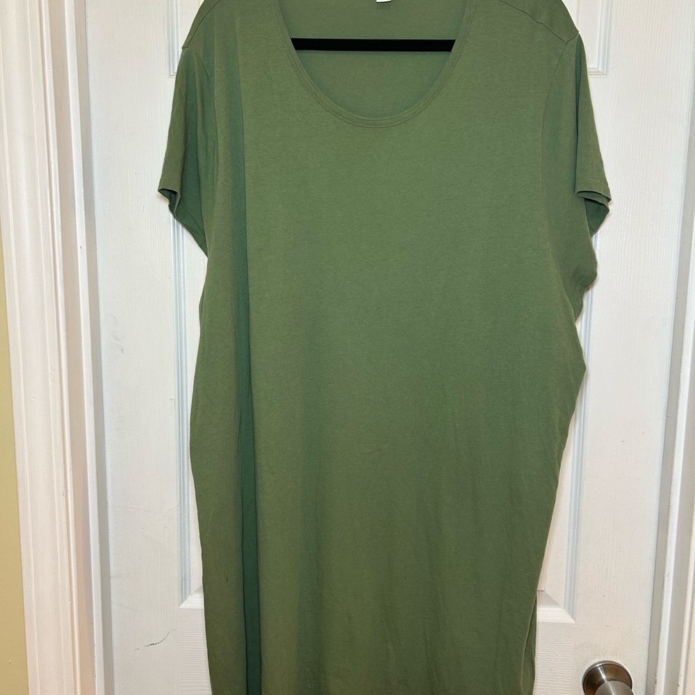 J.Crew 3X Olive Green T-Shirt Dress Plus Size Short Sleeve Casual